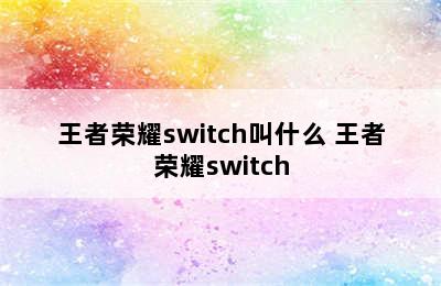 王者荣耀switch叫什么 王者荣耀switch